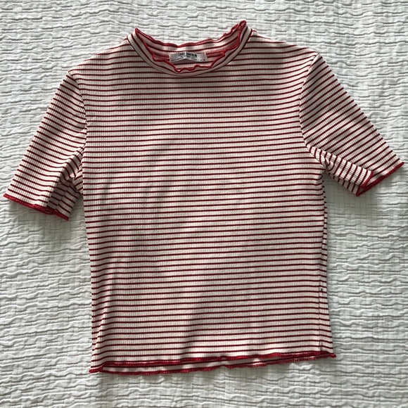 Zara Tops - Striped Zara Crop Top with Lettuce Edge